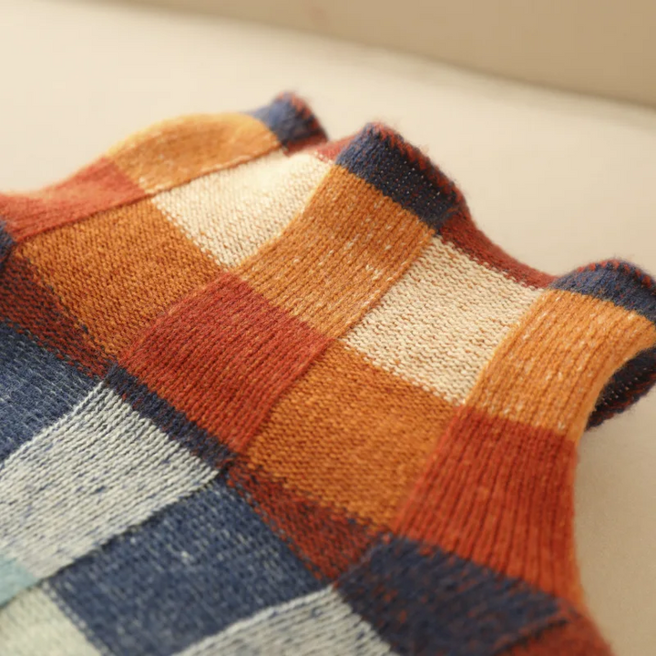 Women's comfy patchwork turtleneck top, a new arrival that’s both stylish and elegant for fall.