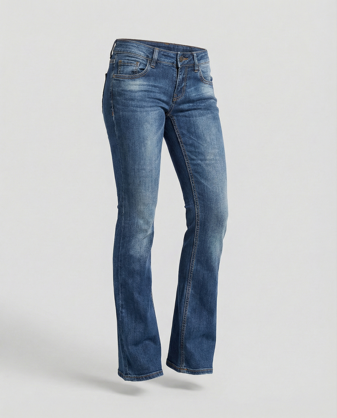 Comfortable women's vintage low-rise flared jeans, perfect stylish bottoms for any retro-inspired outfit.