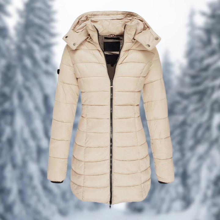 Stylish women's winter jacket, windproof & water-resistant. Perfect warm outerwear for cold weather.