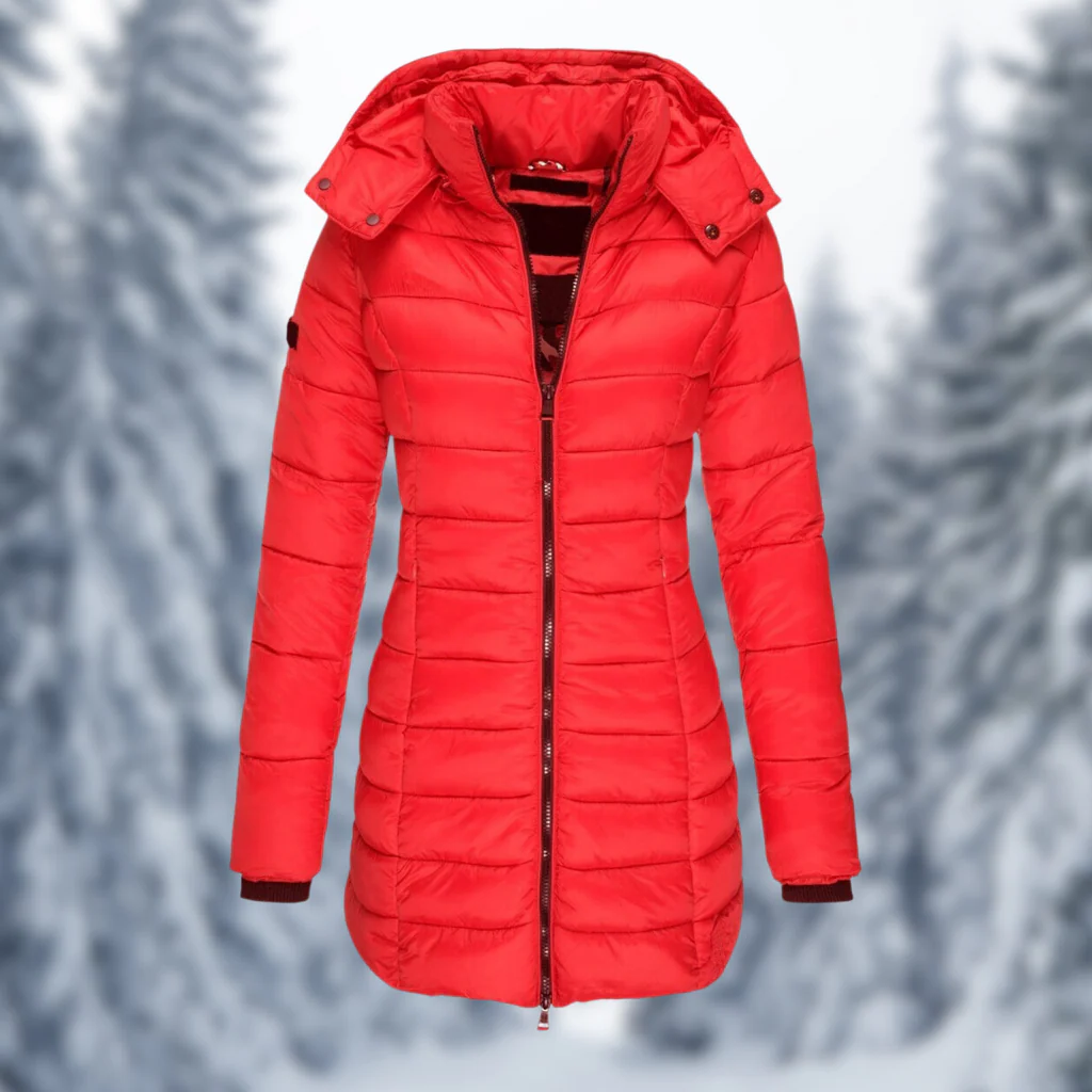 Elegant women's winter jacket, ideal for cold weather. Windproof, water-resistant, and stylish outerwear for women.