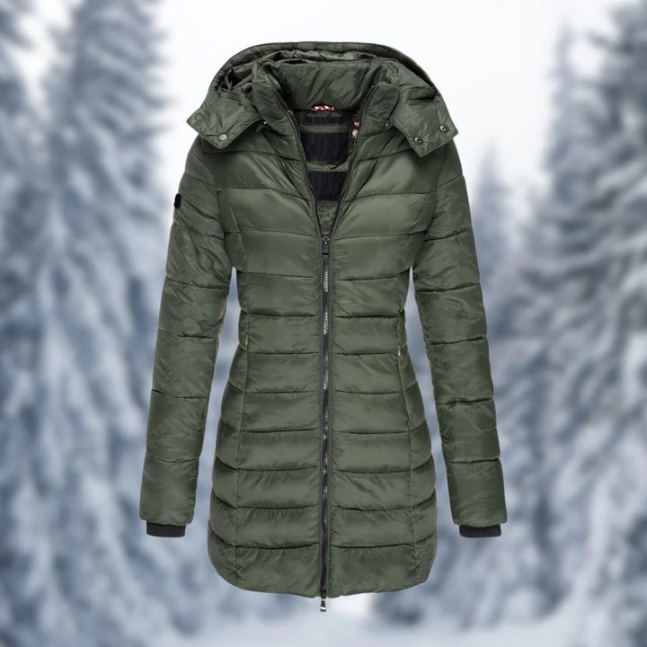 Durable women's winter jacket. Stay warm and protected with this stylish, windproof, water-resistant outerwear.