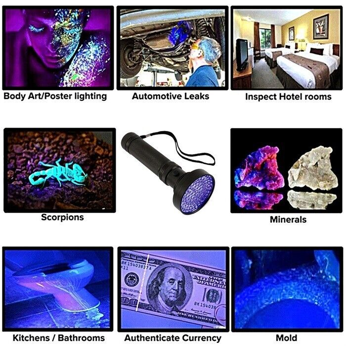 Efficient 395nm UV LED flashlight for verifying security features on currency and IDs