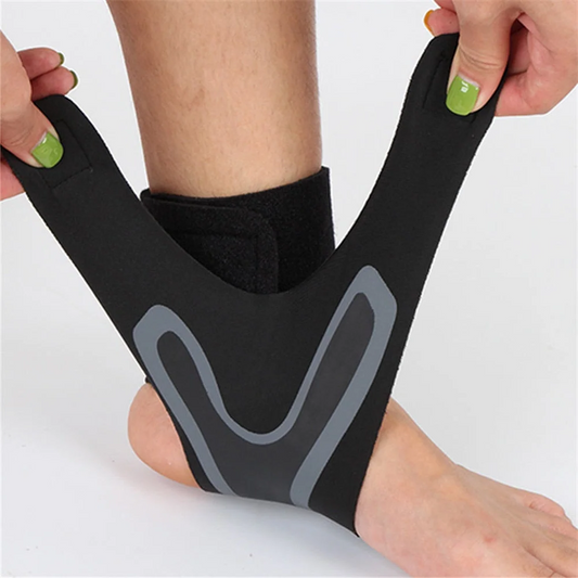 "Supporto a compressione nero per caviglia plantare unisex, leggero e senza cuciture per stabilità e comfort."