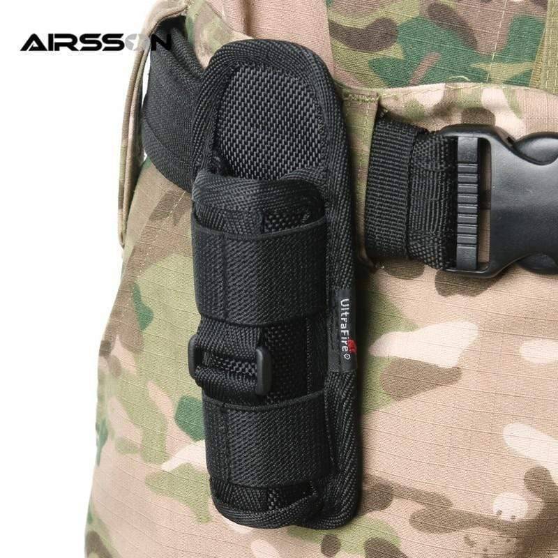 Sturdy black tactical 360-degree rotational holster for any survival torch light