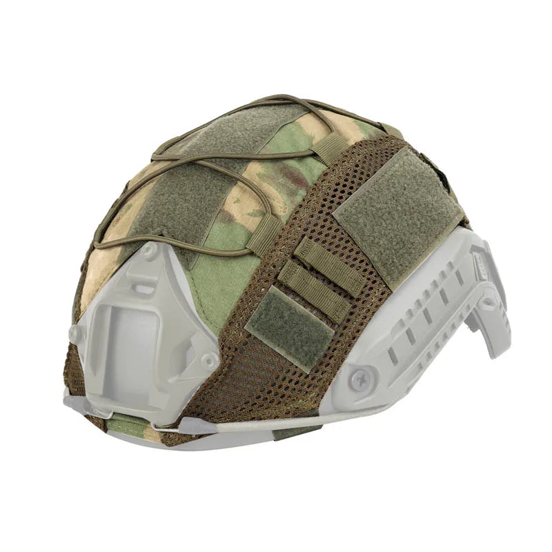Lightweight tactical helmet cover for FAST helmets, providing effective camouflage and head protection