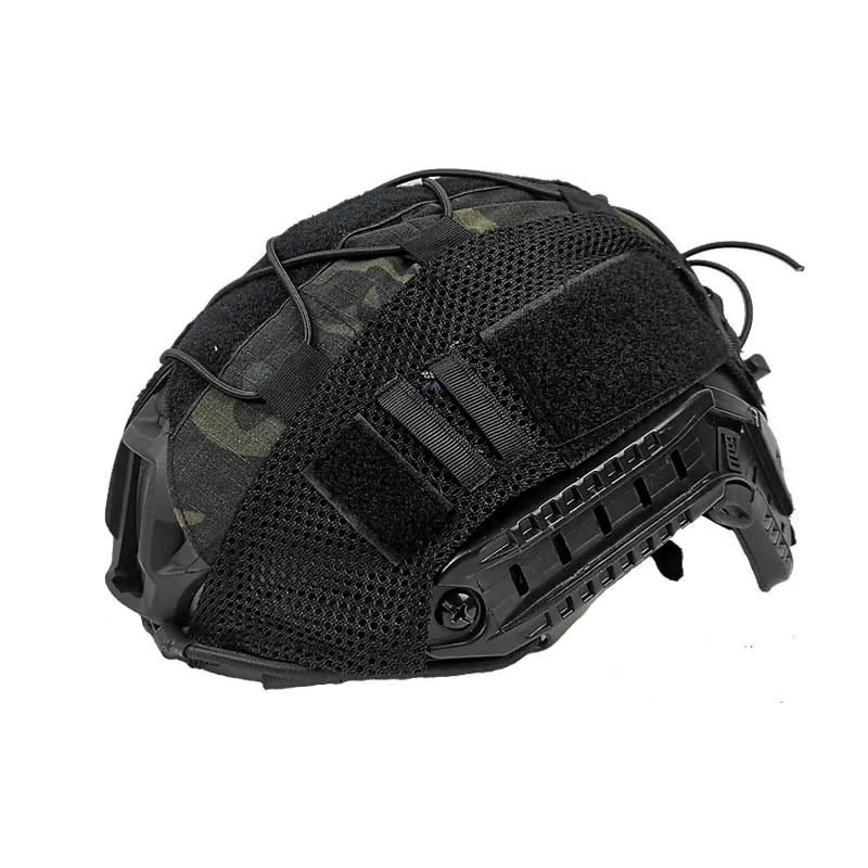 Desert tan tactical helmet cover for FAST helmets, essential military gear for demanding outdoor sports