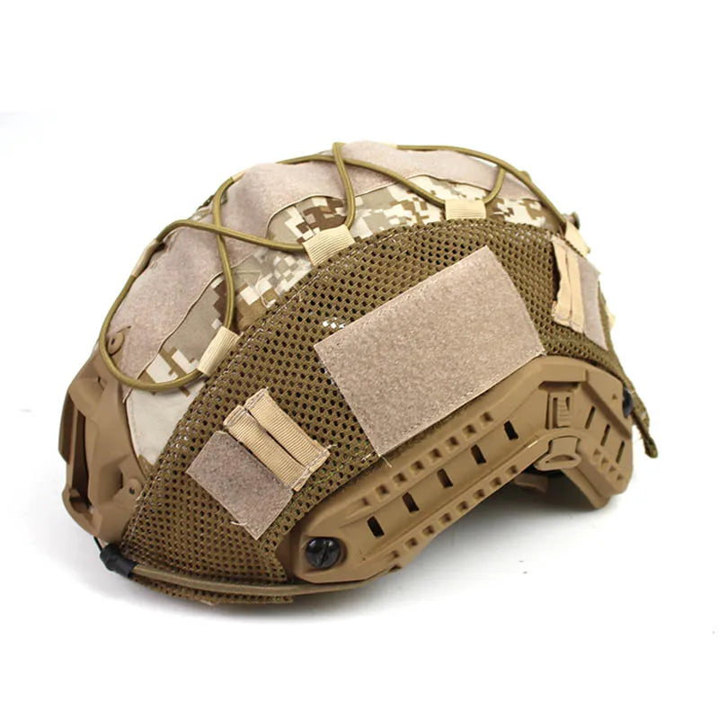 Durable tactical helmet cover for FAST helmets, offering reliable head protection for military operations