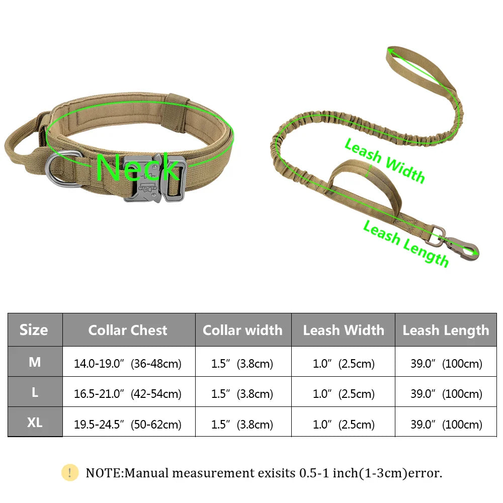 Military-grade tactical dog leash with bungee absorption and comfortable grip handle for training