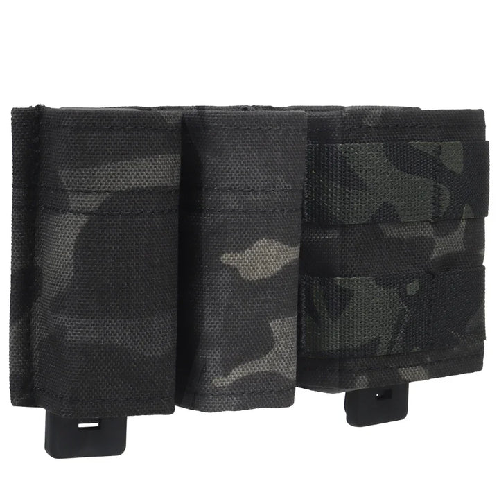 Versatile tactical double magazine pouch in coyote, fits 9mm and 5.56 magazines, military-grade
