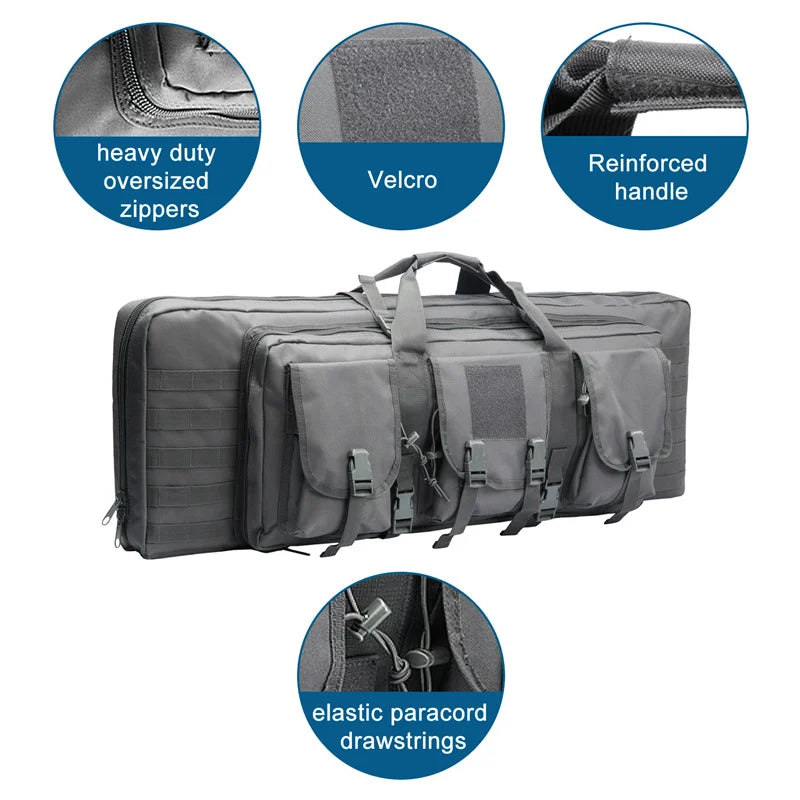 Black rifle backpack, military-grade, designed for gun and shooting accessory transport