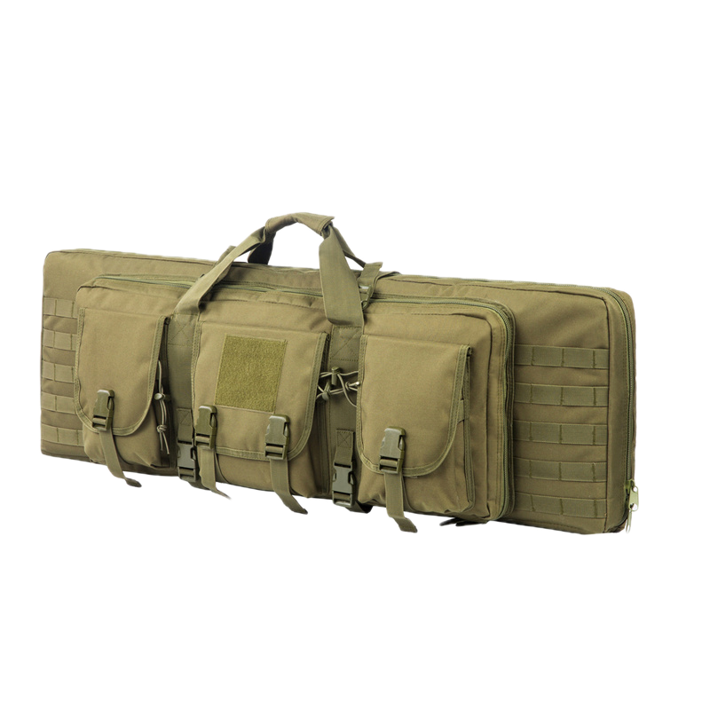 Black double rifle tactical carry bag, padded shoulder straps for comfort, durable