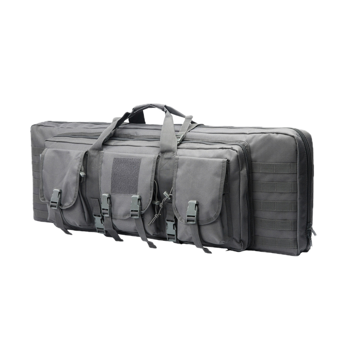 Airsoft gun backpack, dual rifle capacity, MOLLE attachment points, black