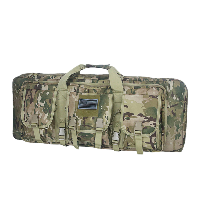 Black tactical rifle backpack, hydration compatible, ideal for prolonged outdoor use