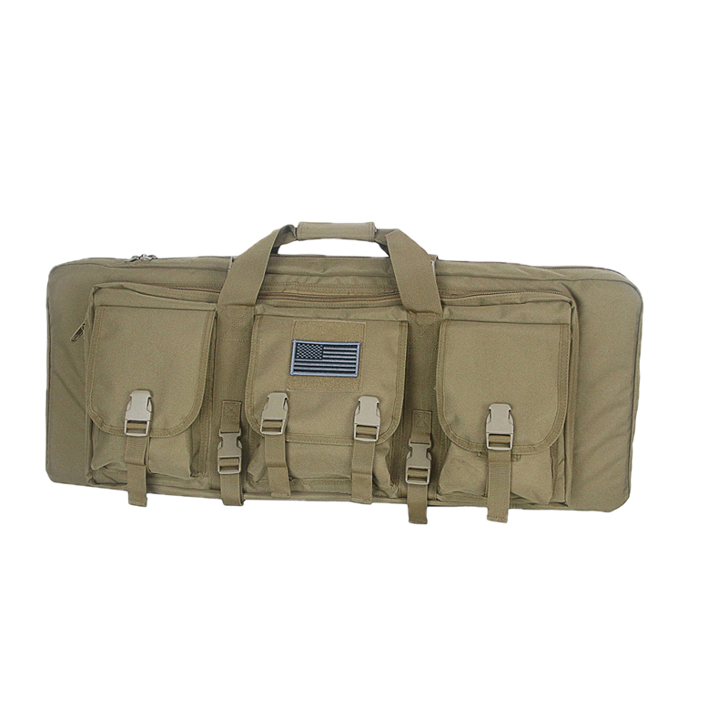 Hunting rifle travel bag, designed for two long guns, MOLLE system, black