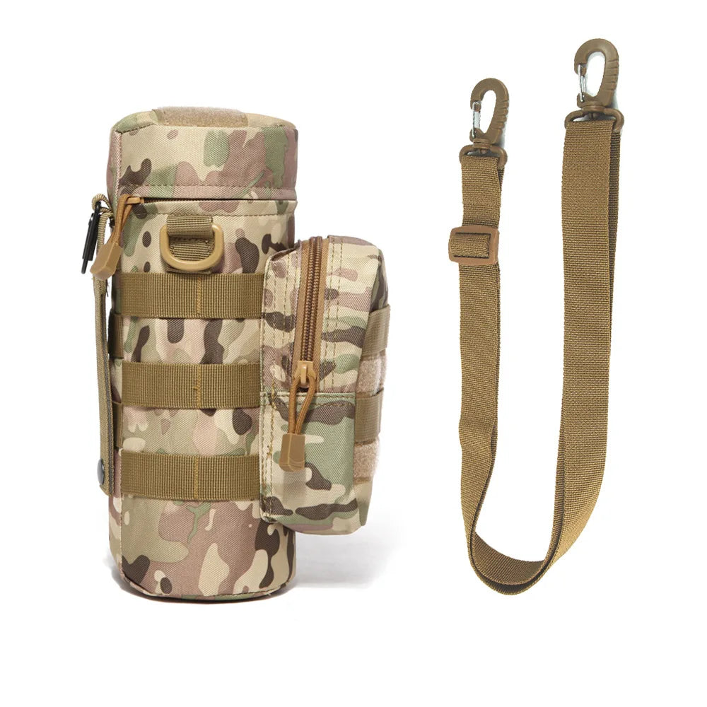 Tactical insulated MOLLE water bottle holder with robust stitching for enhanced durability.