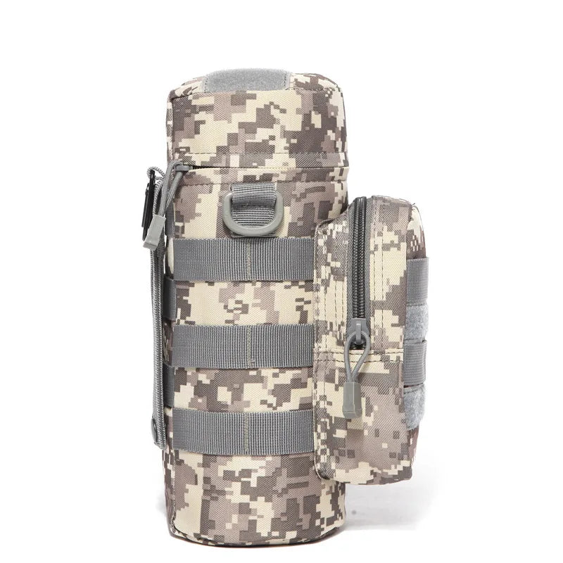 Ergonomic tactical insulated MOLLE water bottle bag designed for comfortable carrying and access.