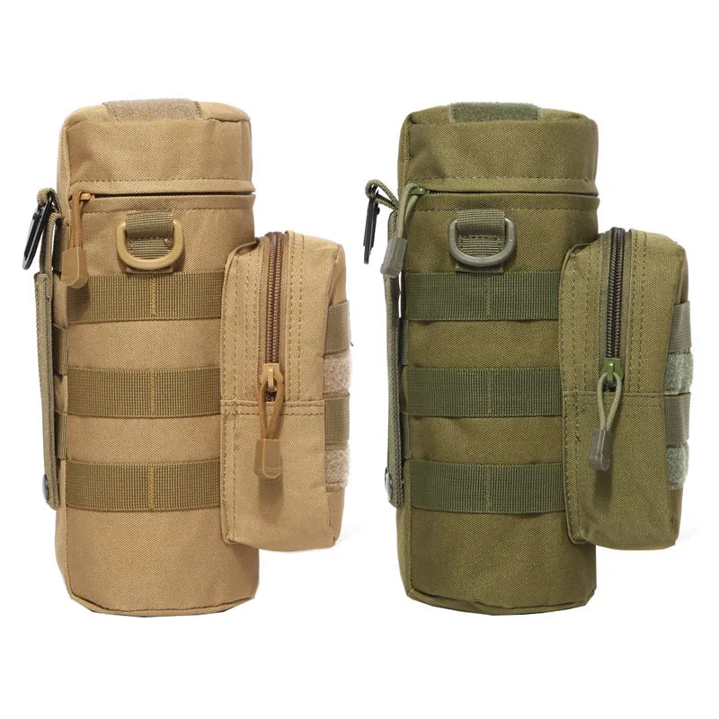 Group of assorted color tactical insulated MOLLE water bottle pouches for various tactical setups.