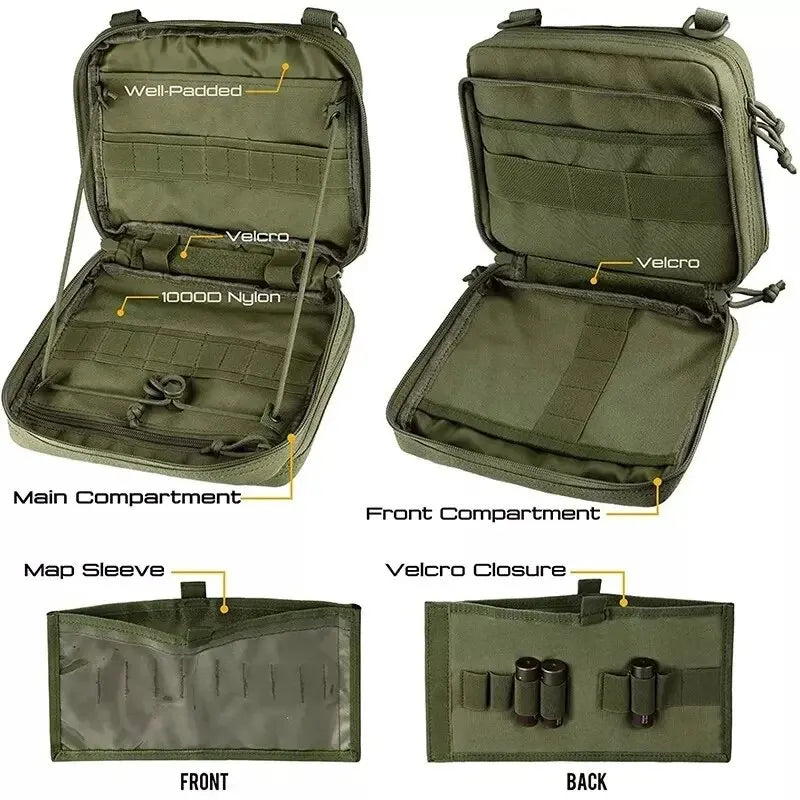 Versatile MOLLE admin pouch in Ranger Green, suitable for concealed carry magazine organization and everyday utility.