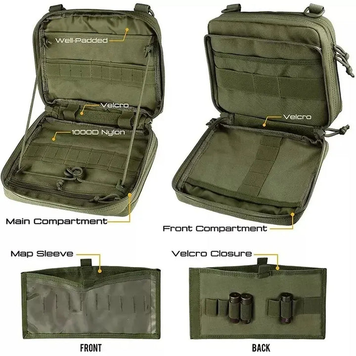 Versatile MOLLE admin pouch in Ranger Green, suitable for concealed carry magazine organization and everyday utility.