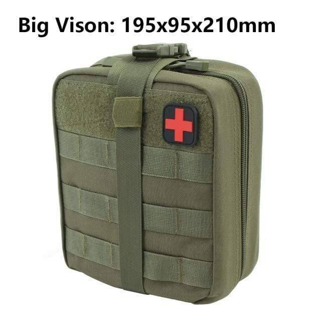 Tan tactical first aid pouch with zipper closure, perfect for quick access during outdoor adventures.