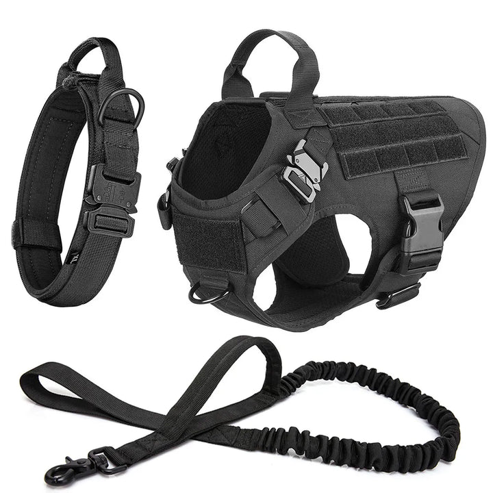 Training dog harness: black no-pull design with breathable mesh lining