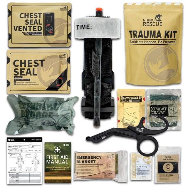Outdoor first aid survival kit with multiple compartments, organized for quick access to emergency gear