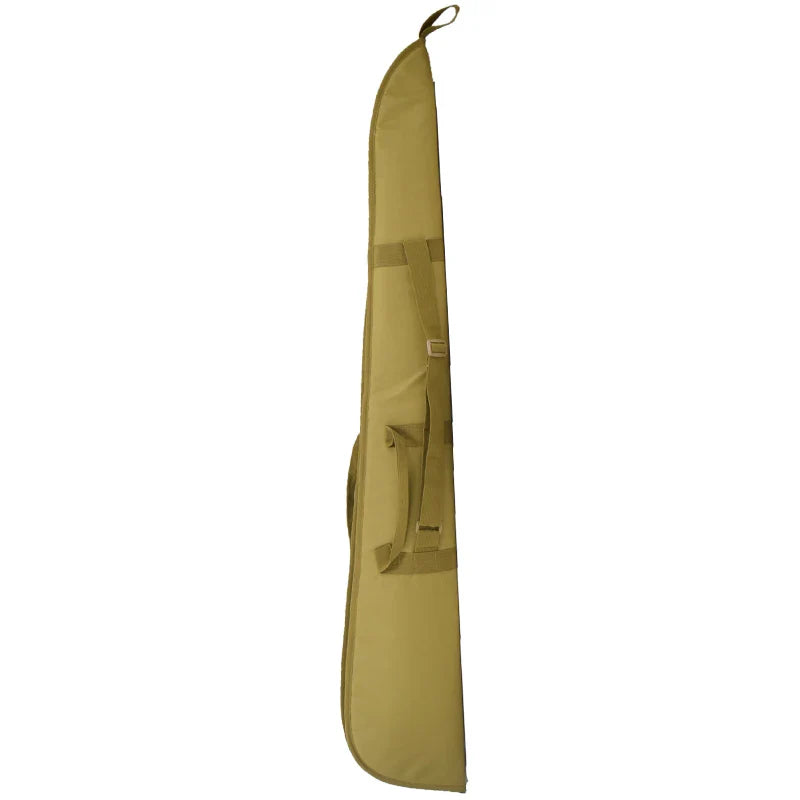 Close-up of durable fabric on a tactical shotgun case, highlighting waterproof and military-style features