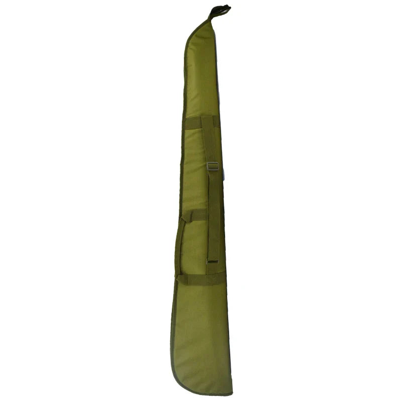 Unzipped tactical shotgun bag displaying soft padded lining for secure firearm transport