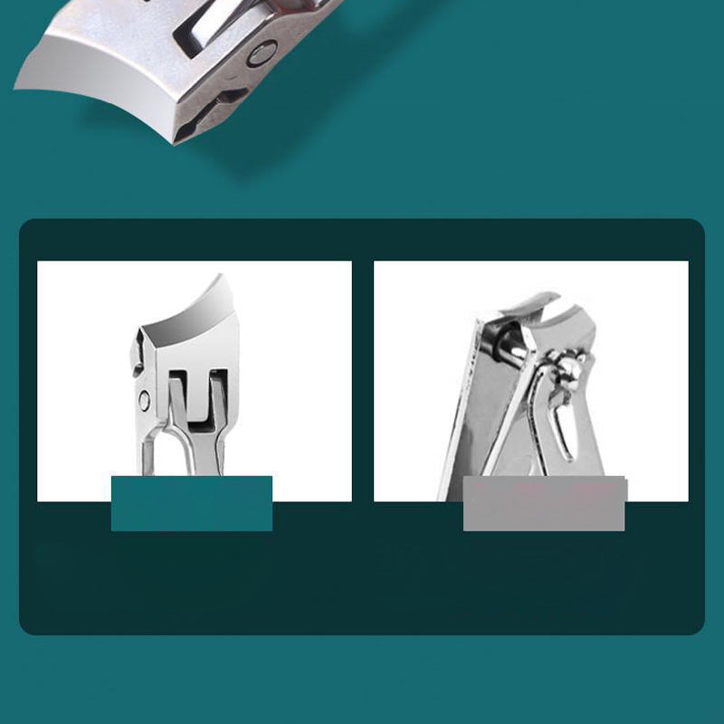 "Tagliaunghie extra-largo ergonomico in acciaio, nero e arancione, per unghie spesse e incarnite, con apertura 15 mm."