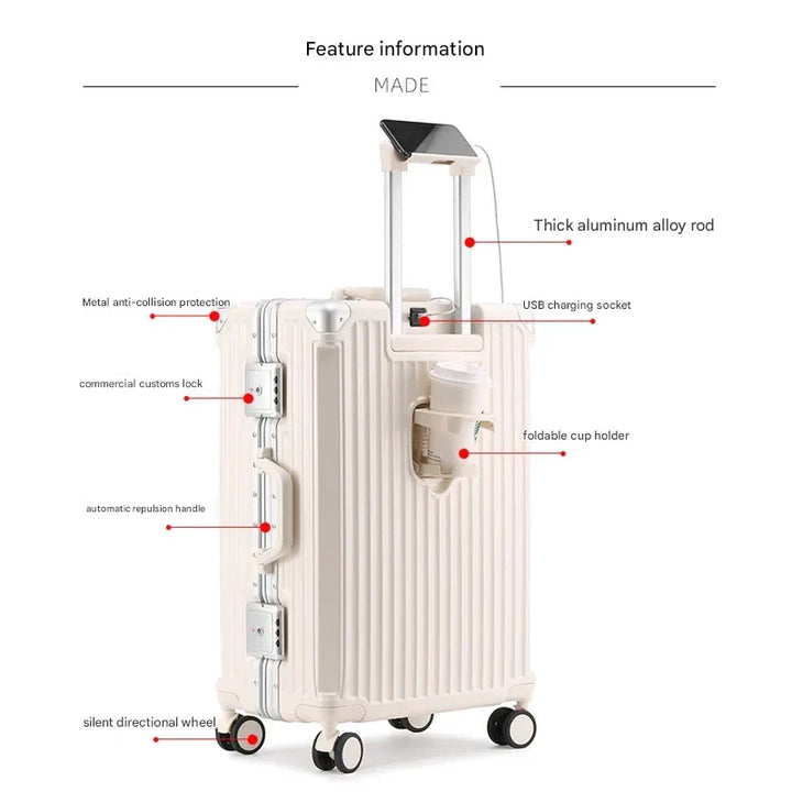 Robust Tallinn hard-shell suitcase with aluminum frame & smooth spinner wheels, ideal for vacation travel.