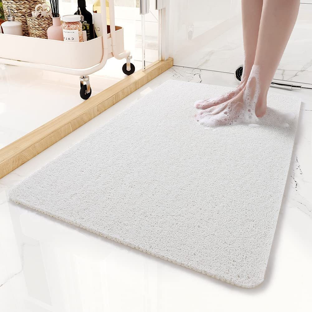 "Tappetino doccia antiscivolo blu con texture tipo loofah, rapida asciugatura, sicuro e resistente alla muffa per bagno"