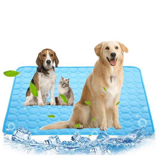 "Tappetino raffrescante per cani unisex, blu, leggero, pieghevole, per interni ed esterni, tessuto Ice-Silk, 100% lavabile."