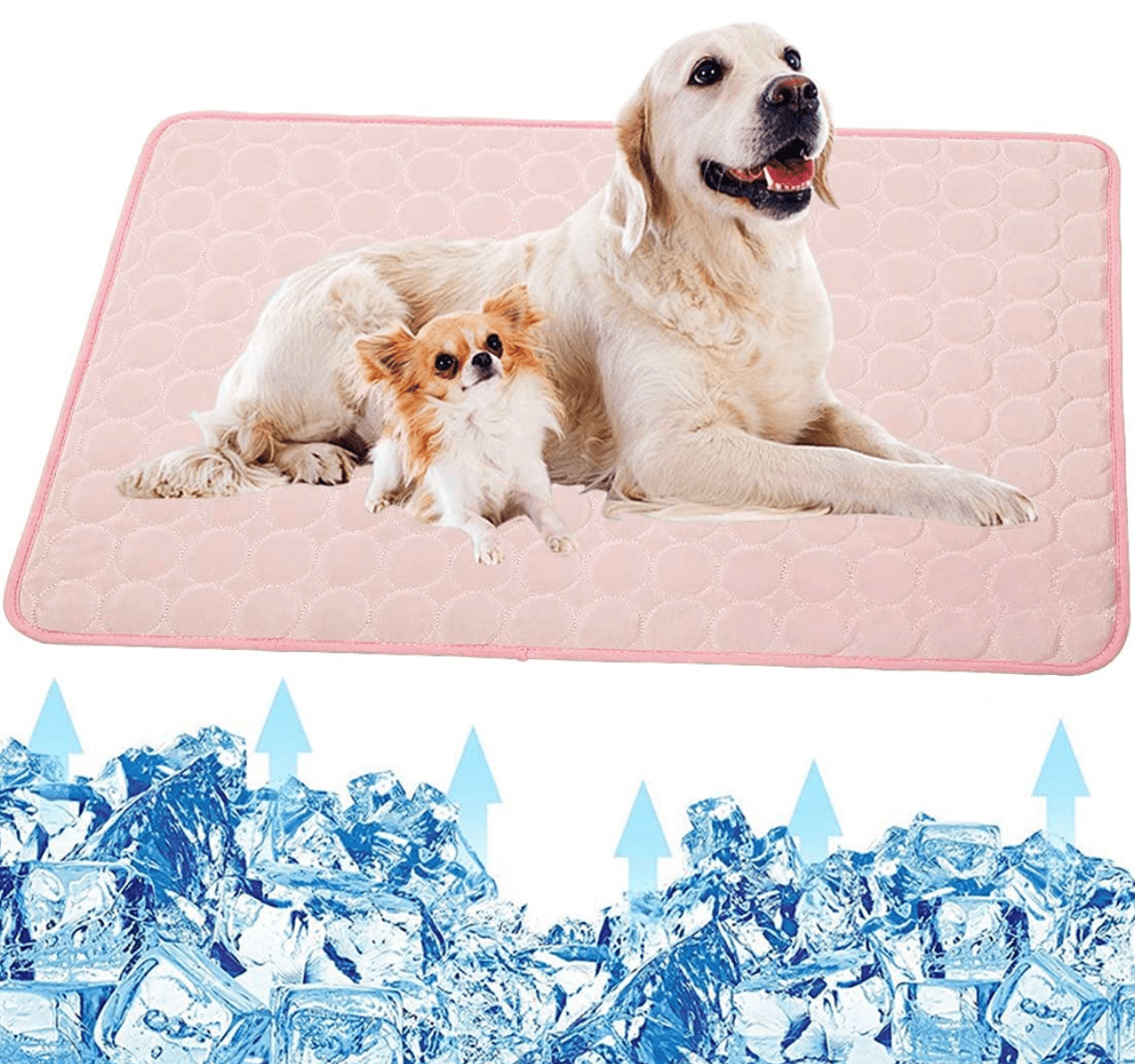 "Tappetino raffrescante per cani unisex, blu, leggero, pieghevole, per interni ed esterni, tessuto Ice-Silk, 100% lavabile."