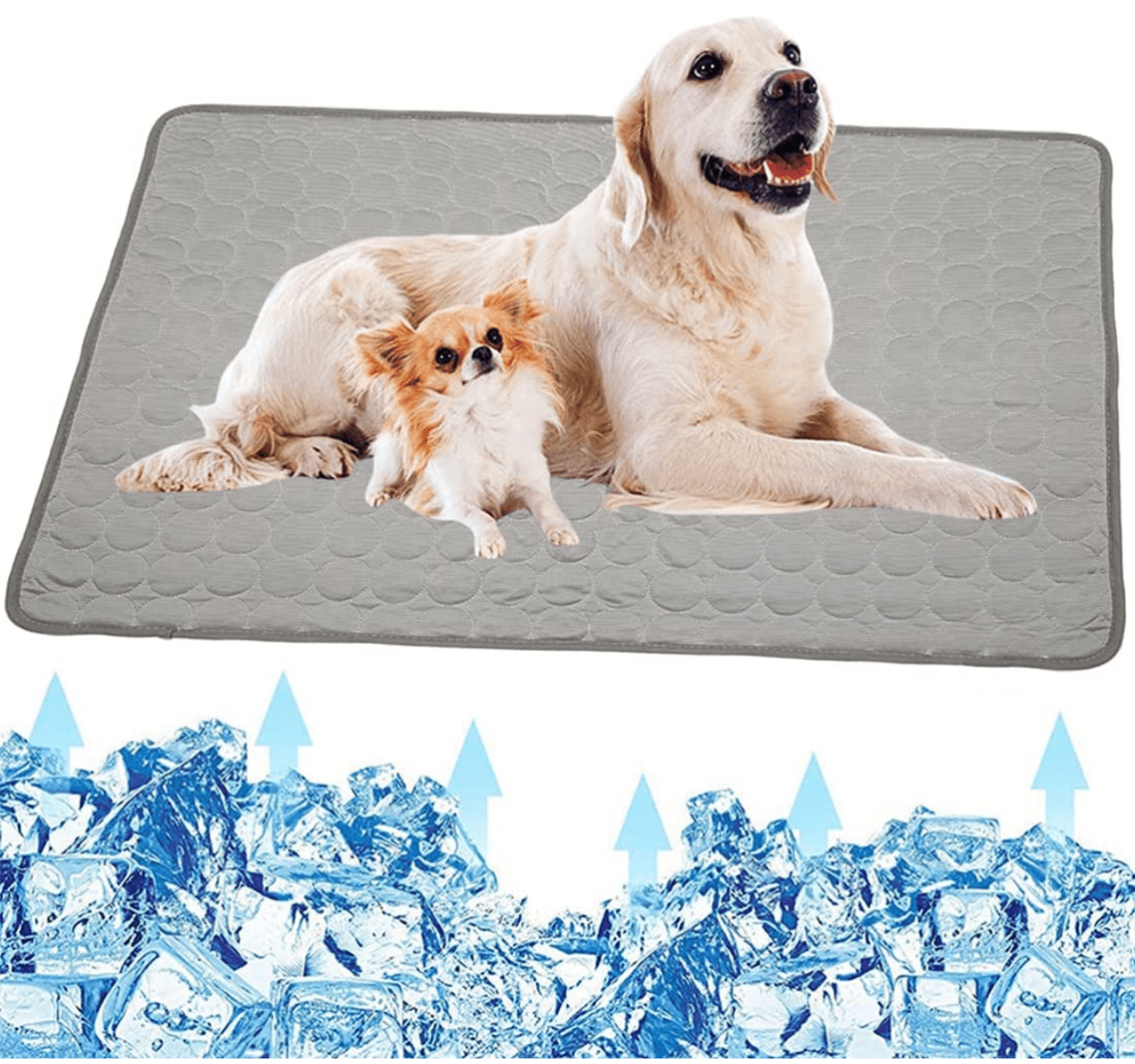 "Tappetino raffrescante per cani unisex, blu, leggero, pieghevole, per interni ed esterni, tessuto Ice-Silk, 100% lavabile."
