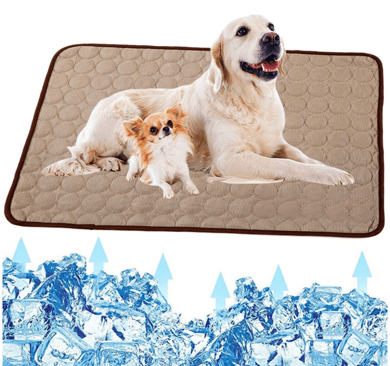 "Tappetino raffrescante per cani unisex, blu, leggero, pieghevole, per interni ed esterni, tessuto Ice-Silk, 100% lavabile."