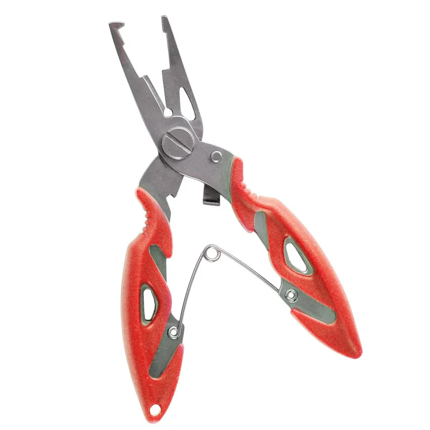 Versatile fishing pliers, perfect for saltwater and freshwater, with braid cutting jaws and hook remover