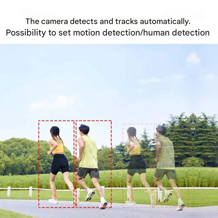 Telecamera di sicurezza 4K wireless con pannello solare, doppio obiettivo e design compatto per monitoraggio esterno.