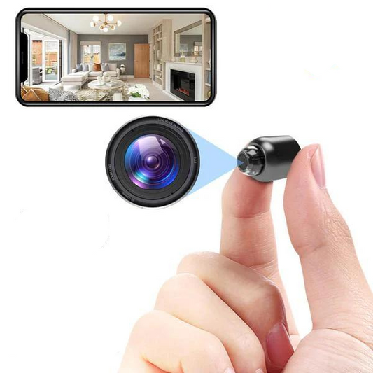"Telecamera sicurezza Full HD, visione notturna, design compatto, obiettivo 160°, ideale casa e ufficio, controllo remoto."