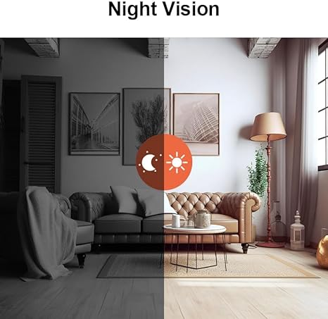 "Telecamera sicurezza wireless HD 1080p compatta, design moderno, adatta per esterni, video chiari giorno e notte."
