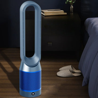 "Termoventilatore purificatore aria UV con telecomando, design moderno, perfetto per clima ideale e aria pulita in casa."