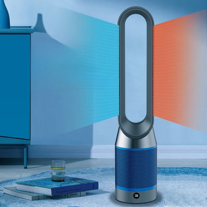 "Termoventilatore purificatore aria UV con telecomando, design moderno, perfetto per clima ideale e aria pulita in casa."
