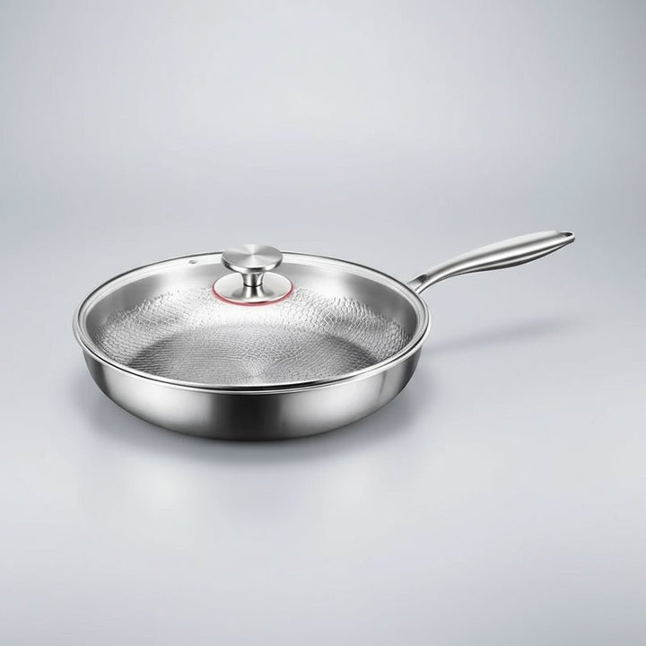 Essential titanium hammered non-stick pan, fully induction compatible, designed for durable everyday cooking.
