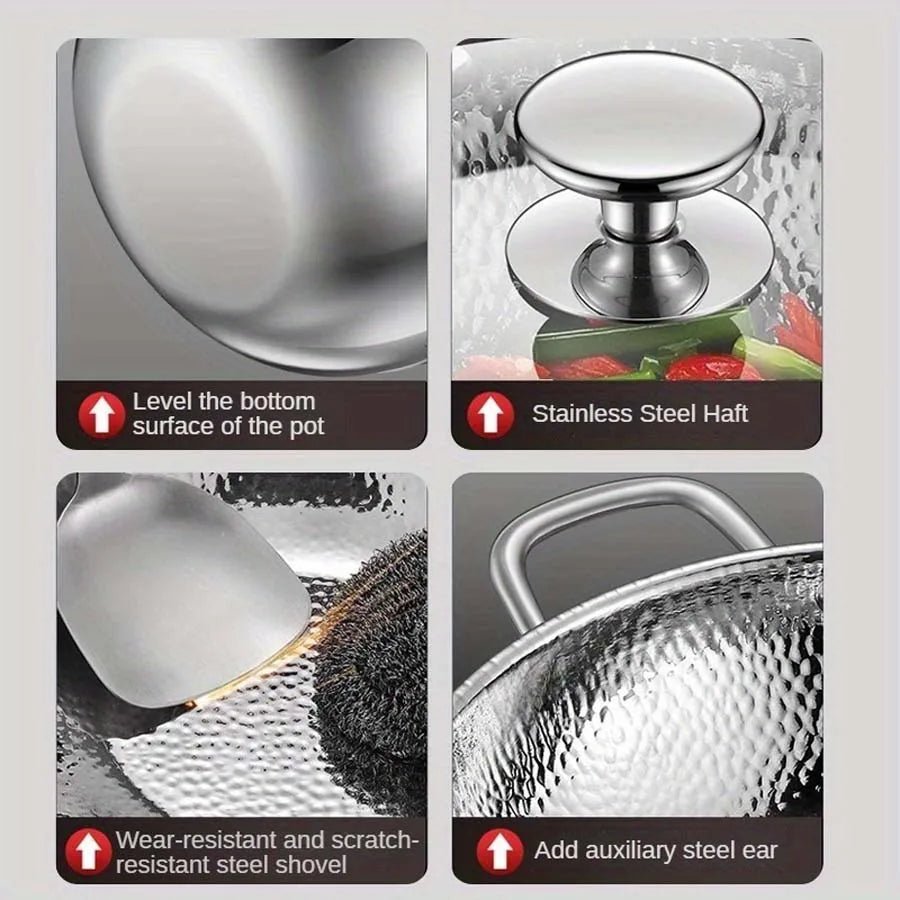Modern titanium round bottom wok, induction ready. Non-stick cookware for quick stir-fries & healthy kitchen meals.