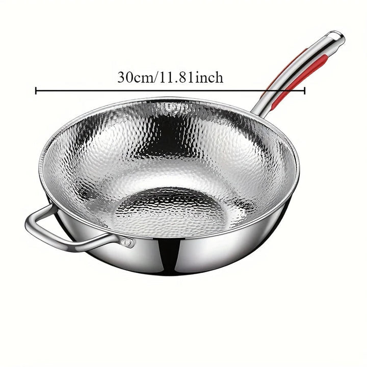 Heavy-duty titanium wok with round bottom, perfect for induction cooking. Non-stick surface for stir-frying.