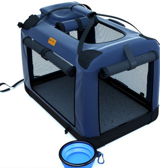 "Trasportino di lusso imbottito per gatti e cani, design pieghevole, ventilazione ottimale, colore grigio elegante, esterno r