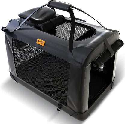 "Trasportino di lusso imbottito per gatti e cani, design pieghevole, ventilazione ottimale, colore grigio elegante, esterno r