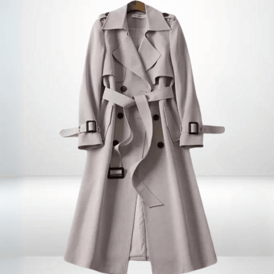Trench da donna in cotone beige, design elegante e versatile, disponibile in colori classici. Stile raffinato e caldo.