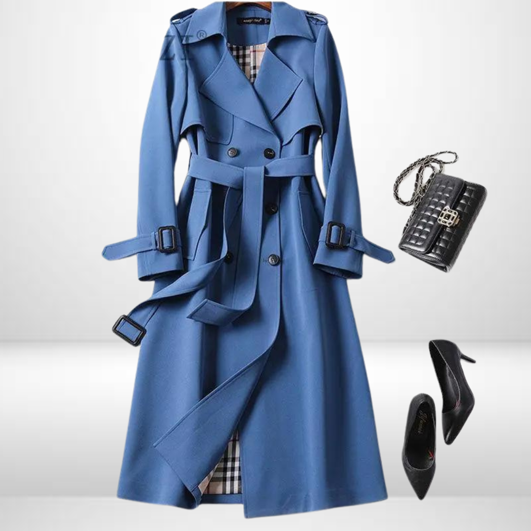 Trench da donna in cotone beige, design elegante e versatile, disponibile in colori classici. Stile raffinato e caldo.