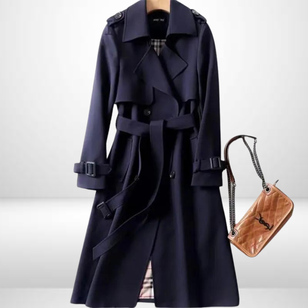 Trench da donna in cotone beige, design elegante e versatile, disponibile in colori classici. Stile raffinato e caldo.