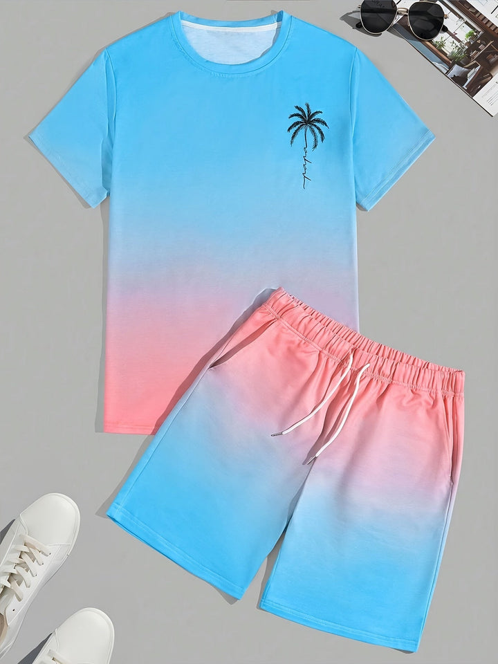 Stylish men's CoolFlex summer t-shirt & shorts set, perfect for beachwear, vacations, and casual comfort.